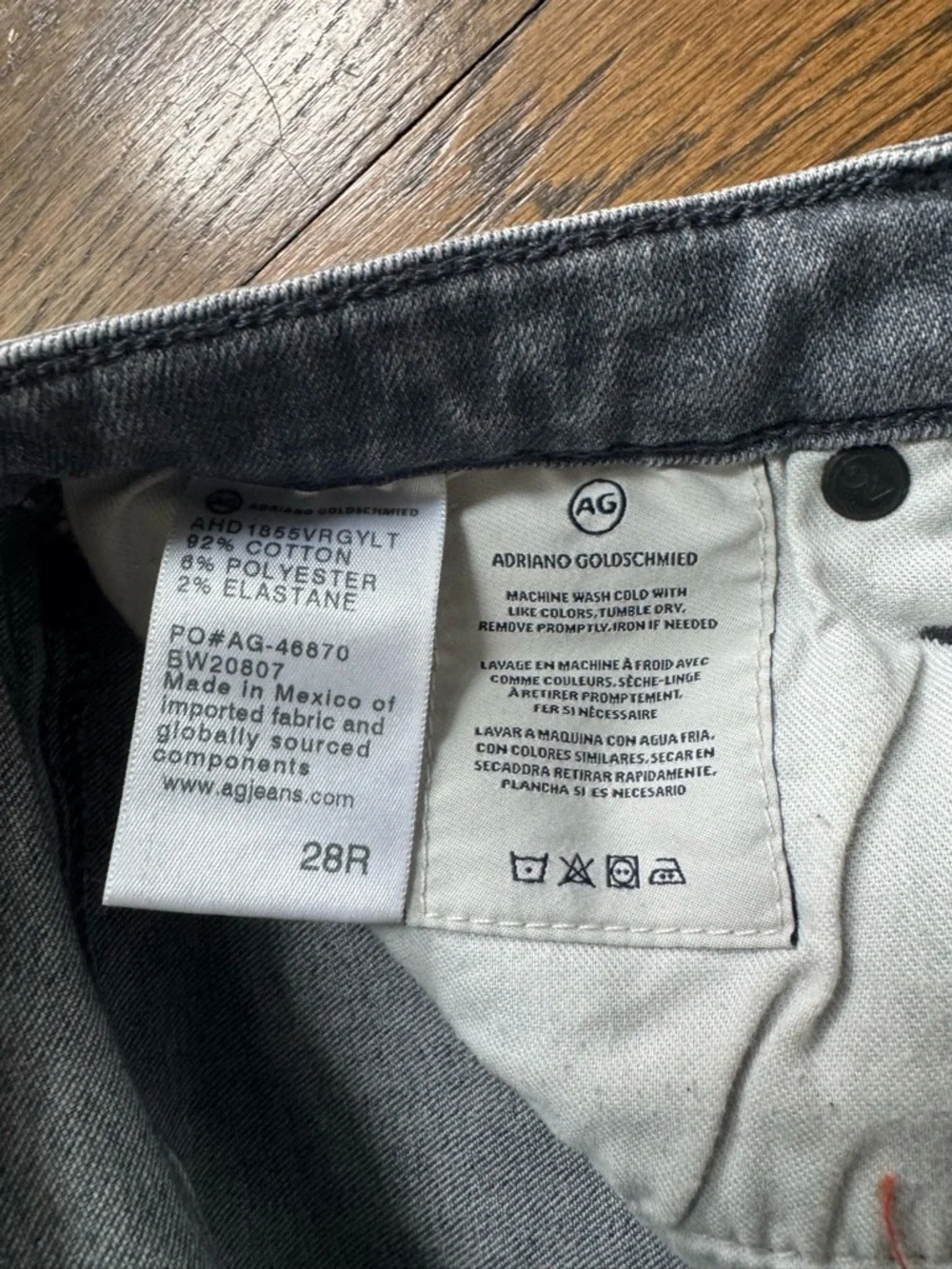 AG Adriano Goldschmied Prima Ankle Jeans Blue Gray Distressed Raw Hem Size 28R